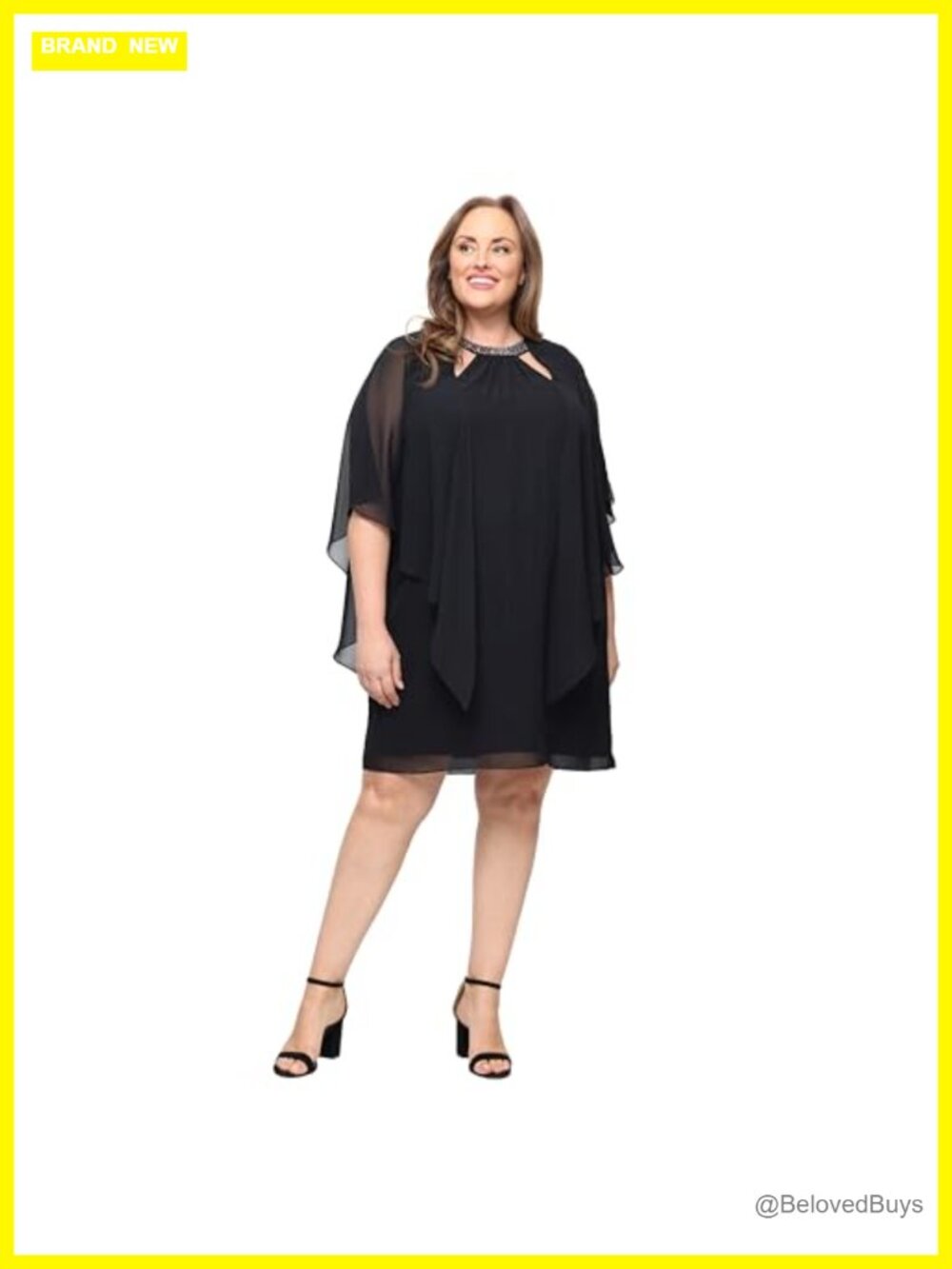Chiffon Capelet Dress Beaded Cutout Neckline Special Occasion